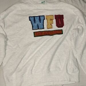Women's Wake Forest, White NAS Sweater with Multicolor Lettering